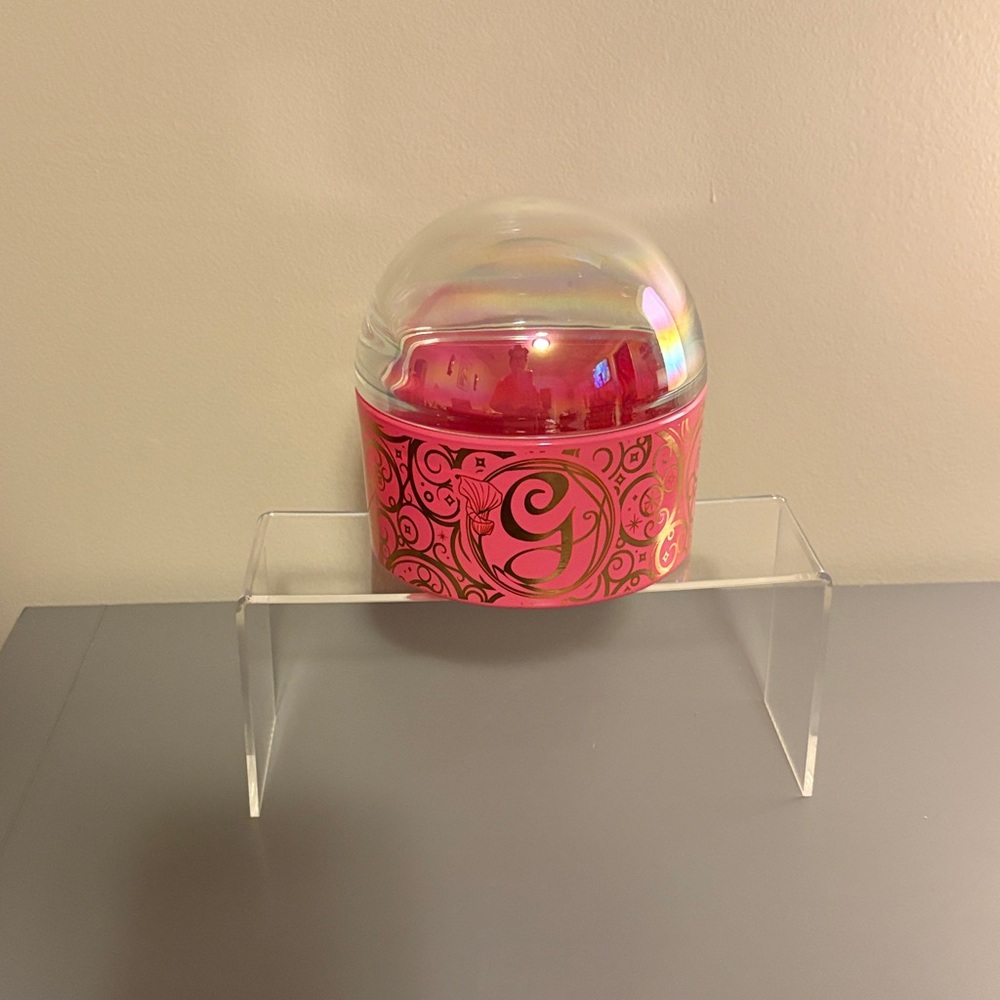 Glenda Pink Decorative Jewelry Box with Iridescent Clear Glass Dome Lid